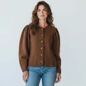 NWT - Geiger Collection – Vintage Pure New Wool Jacket – Chestnut Brown